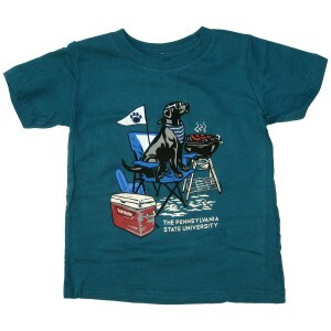 dark teal toddler t-shirt with The Pennsylvania State University tailgate hound